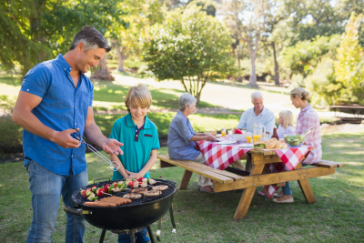 family having picnic